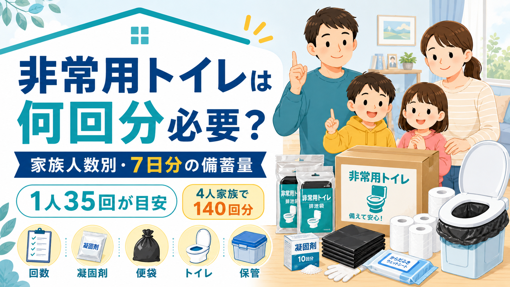 非常用トイレは何回分必要？家族人数別・7日分の備蓄量